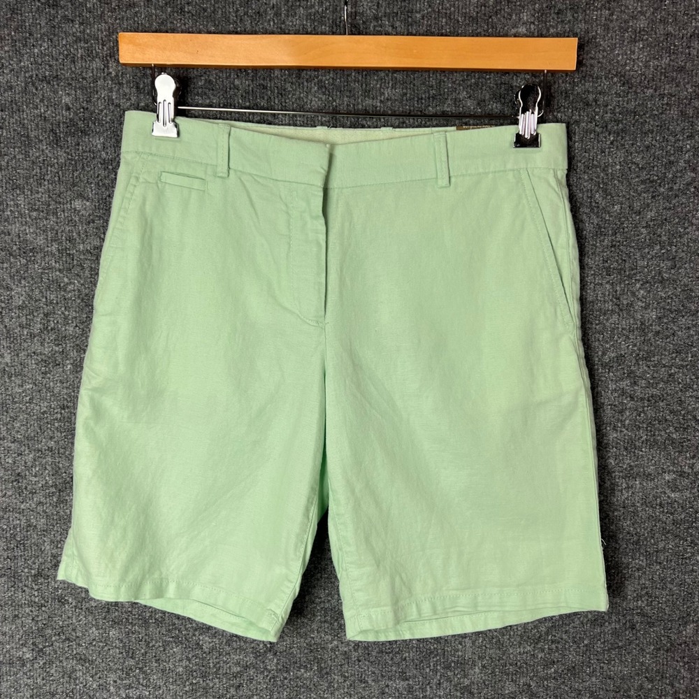 NEW Gap Khakis Womens 2 Boyfriend Roll-Up Shorts Mint Green Linen Cotton